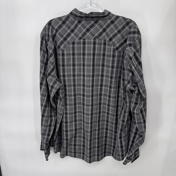 Levi's Western Pearl Snap Long Sleeve Shirt Mens XXL Gray Plaid Cotton - Picture 7 of 13